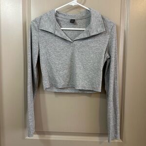 Gray Casual Long Sleeve Women's Top